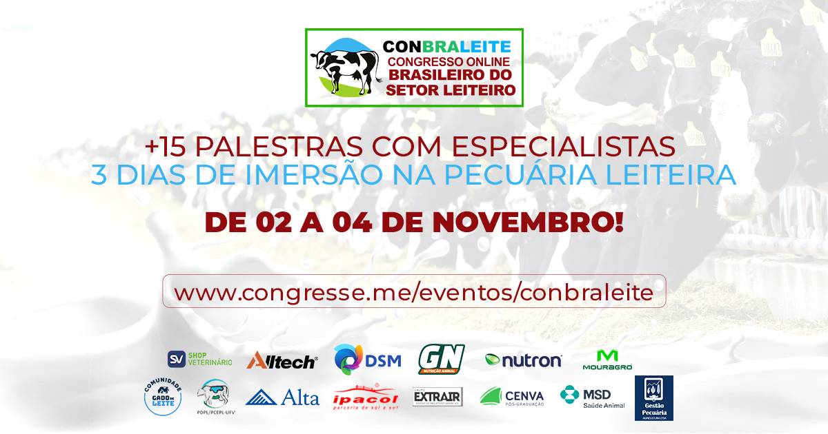 CONBRALEITE - Congresso Online Brasieliro do Setor Leiteiro - está com inscrições abertas!